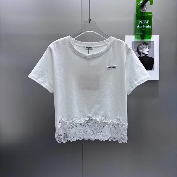 Miu Miu | Tops | Miumiu Playful Patchwork Lace Short Sleeves